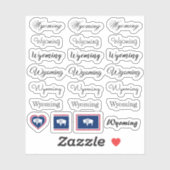 Elegant script Wyoming & Wyoming Flag /name Set Sticker (Vel)