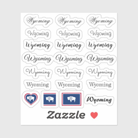 Elegant script Wyoming & Wyoming Flag /name Set Sticker (Vel)