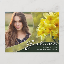 Elegant Script Yellow Flowers | Modern Photo Afstu Briefkaart