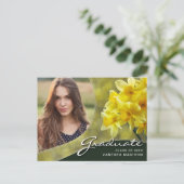 Elegant Script Yellow Flowers | Modern Photo Afstu Briefkaart (Staand voorkant)