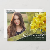 Elegant Script Yellow Flowers | Modern Photo Afstu Briefkaart (Voorkant / Achterkant)