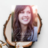 Elegant Script Yellow Photo Graduparty Kaart