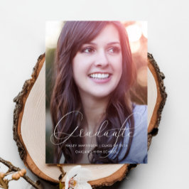 Elegant Script Yellow Photo Graduparty Kaart