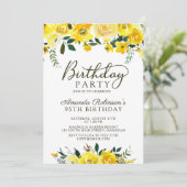 Elegant Script Yellow Rose Floral 95th Verjaardag Kaart (Staand voorkant)