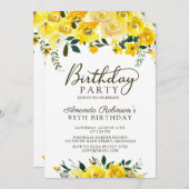 Elegant Script Yellow Rose Floral 95th Verjaardag Kaart (Voorkant / Achterkant)