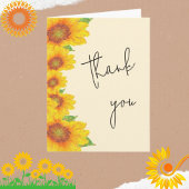 Elegant Script Yellow Sunflower Bedankt Kaart