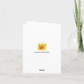 Elegant Script Yellow Sunflower Bedankt Kaart (Achterkant)