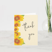 Elegant Script Yellow Sunflower Bedankt Kaart (Voorkant)