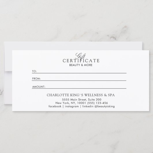 Elegant script | Zakelijk cadeaubon (Achterkant)