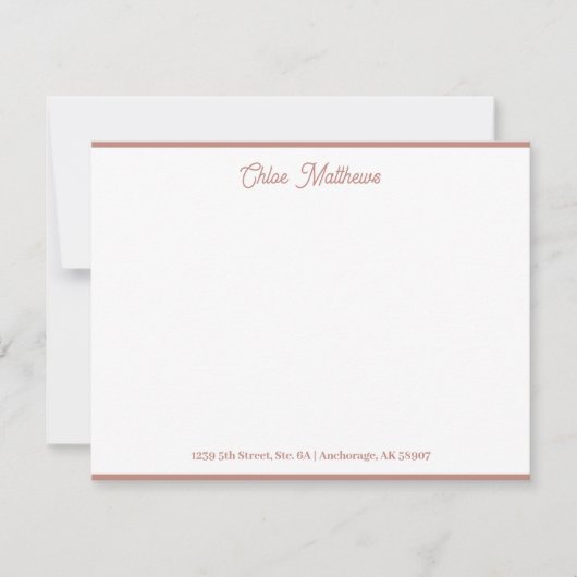 Elegant script Zalm Roze briefpapier Rand Notitiekaartje (Voorkant)