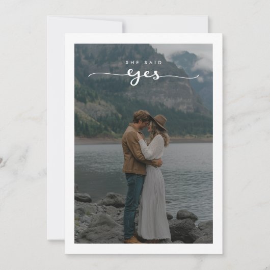 Elegant script ze zei ja Verloving Lake foto Kaart (Voorkant)