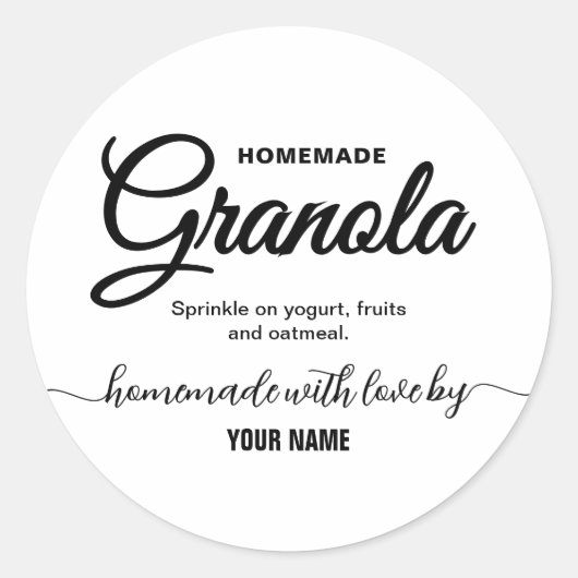 Elegant Script zelfgemaakte granola label (Voorkant)