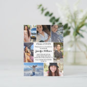 Elegant script Zeven foto's Afstudeerfeest Kaart (Staand voorkant)