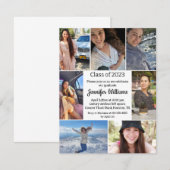 Elegant script Zeven foto's Afstudeerfeest Kaart (Voorkant / Achterkant)