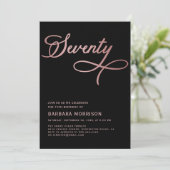 Elegant script Zeventig Roos Goud 70ste Verjaardag Kaart (Staand voorkant)