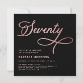Elegant script Zeventig Roos Goud 70ste Verjaardag Kaart (Voorkant)