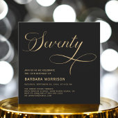 Elegant script Zeventig Zwart Goud 70ste Verjaarda Kaart