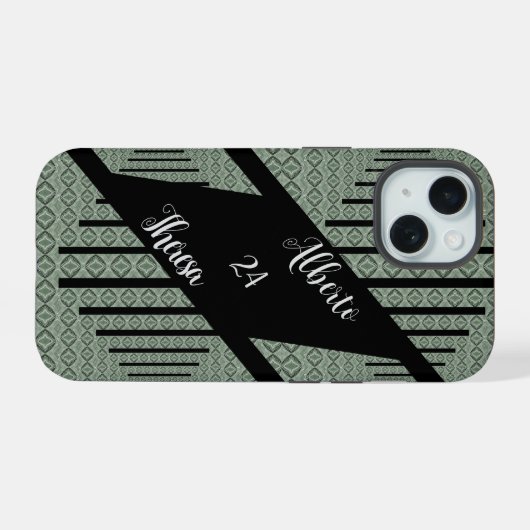 Elegant script zijn bruid bruidegom bruiloft iPhone 15 case (Achterkant horizontaal)