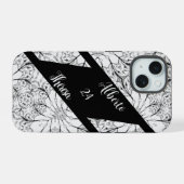 Elegant script zijn bruid bruidegom bruiloft iPhone 15 case (Achterkant horizontaal)