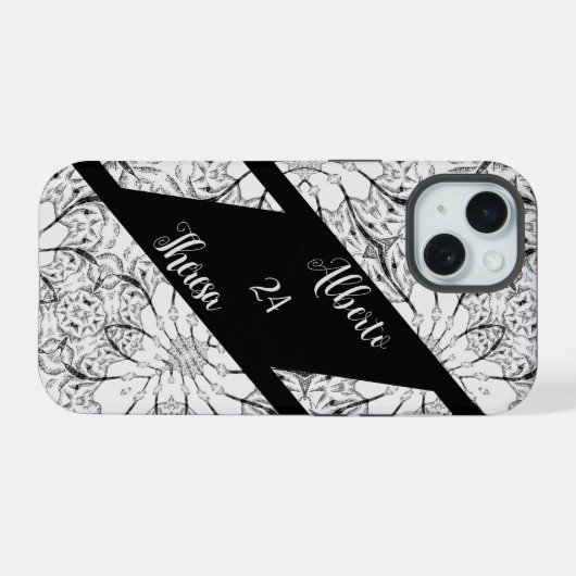 Elegant script zijn bruid bruidegom bruiloft iPhone 15 case (Achterkant horizontaal)