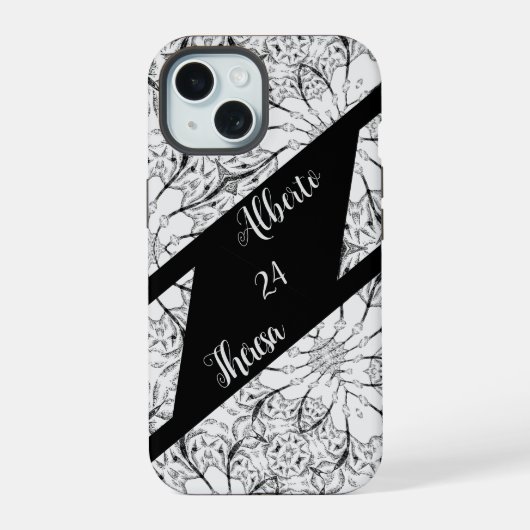 Elegant script zijn bruid bruidegom bruiloft iPhone 15 case (Achterkant)