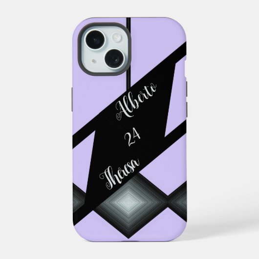 Elegant Script Zijn Haar Bruid Bruidegom Trouwfees iPhone 15 Case (Achterkant)