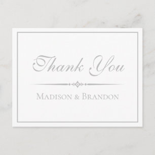 Elegant script Zilver Minimalistische bruiloft Bed Briefkaart