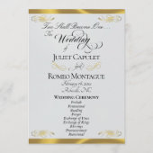 Elegant Script - Zilver Parel/Gouden Bruiloft Programmakaart (Voorkant)