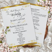 Elegant Script - Zilver Parel/Gouden Bruiloft Programmakaart
