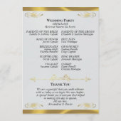 Elegant Script - Zilver Parel/Gouden Bruiloft Programmakaart (Achterkant)