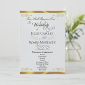 Elegant Script - Zilver Parel/Gouden Bruiloft Programmakaart (Staand voorkant)