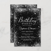 Elegant Script Zilveren Glitter 21e Verjaardag Zwa Kaart (Voorkant / Achterkant)