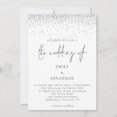 Elegant Script Zilveren Glitter Glam Bruiloft Kaart (Voorkant)