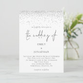 Elegant Script Zilveren Glitter Glam Bruiloft Kaart (Staand voorkant)