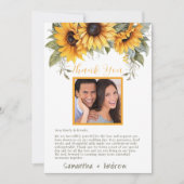 Elegant Script Zonnebloem Bruiloft Dank u Kaart (Voorkant)