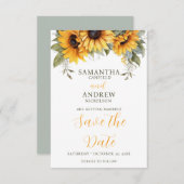 Elegant Script Zonnebloem Bruiloft Save the Date (Voorkant / Achterkant)