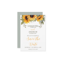 Elegant Script Zonnebloem Bruiloft Save the Date