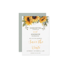 Elegant Script Zonnebloem Bruiloft Save the Date