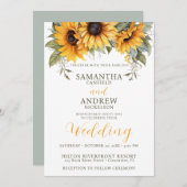 Elegant Script Zonnebloem bruiloft uitnodiging (Voorkant / Achterkant)