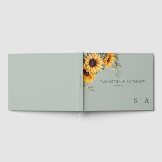 Elegant Script Zonnebloem bruiloft uitnodiging Gastenboek (Volledig)