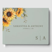 Elegant Script Zonnebloem bruiloft uitnodiging Gastenboek (Voorkant)