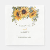 Elegant Script Zonnebloem bruiloft uitnodiging Servet (Voorkant)
