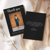 Elegant Script zwart Afstuderen foto dank u Notitiekaartje