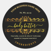 Elegant Script Zwart Body Butter Labels (Voorkant)
