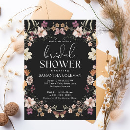 Elegant Script Zwart Boho Wildflower Vrijgezellenf Kaart
