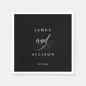 Elegant Script Zwart Custom Wedding Monogram Napki Servet (Voorkant)