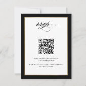 Elegant Script Zwart en Goud Bruiloft QR Code RSVP Kaartje (Voorkant)