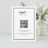 Elegant Script Zwart en Huwelijks QR Code RSVP Kaartje (Staand voorkant)
