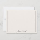 Elegant Script Zwart en IvoorMonogram Naam Rand Notitiekaartje (Voorkant)