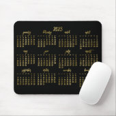 Elegant script zwart en namaak goud kalender 2023 muismat (Met muis)
